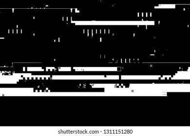 Cyber hacker attack theme creative design template. Glitch overlay distress texture. Grunge glitched black and white background. EPS10 vector