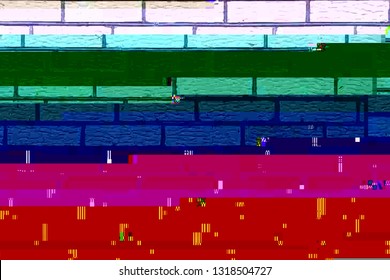 Cyber hacker attack theme creative design template. Glitch distress texture. Grunge glitched color pixel background. EPS10 vector