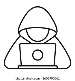 Cyber hacker icon. Outline cyber hacker vector icon for web design isolated on white background