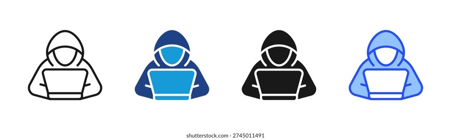 Cyber Hacker icon set multiple style collection