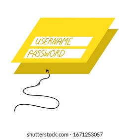 Cyber hackers stealing by phishing personal data information and password. Vector illustration in flat cartoon style.