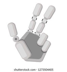 Cyber hand shows two finger. Flat design. Vector illustration.