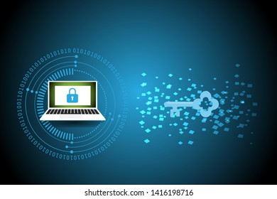 cyber high security and protect from virus and hacker. computer with padlock safety. vector illsutration.