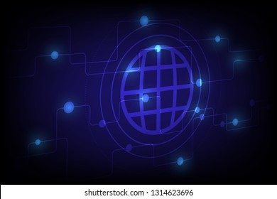 Cyber high tech technology with blue light background.