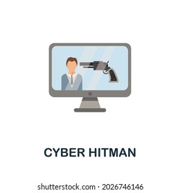 Cyber Hitman flat icon. Colored sign from dark web collection. Creative Cyber Hitman icon illustration for web design, infographics and more