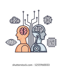 cyber humanoide profiles icons