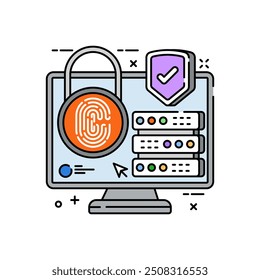 Cyber Hygiene Fill Color Icon, Vector illustration