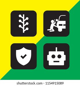 cyber icon. 4 cyber set with security on, internet, steal and robot vector icons for web and mobile app