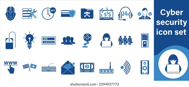Cyber ​​security icon set, bug, cyber, technology, set, protection, vector, security, outline, computer, network, padlock, protection, privacy, icon, line, access, shield, internet and more
