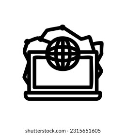 Cyber ​​network icon in trendy line style design. Vector graphic illustration. Cyber ​​network symbol for website, logo, app and interface design. Black icon vector design