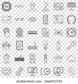 Cyber icons set. Outline style of 36 cyber vector icons for web for any design