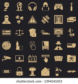 Cyber icons set. Simple style of 36 cyber vector icons for web for any design