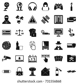 Cyber icons set. Simple style of 36 cyber vector icons for web isolated on white background