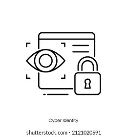 cyber identity icon. Outline style icon design isolated on white background