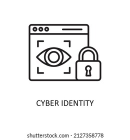 Ilustración de diseño de iconos de esquema del vector de identidad cibernética. Símbolo de Fintech sobre el fondo blanco Archivo EPS 10
