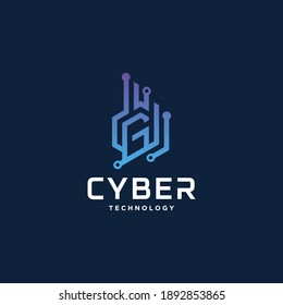 cyber initial Letter g Logo design
