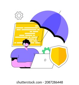 Cyber insurance abstract concept vector illustration. Cyber-insurance market, IT security, cybercrime risk data protection, information technology infrastructure, service attack abstract metaphor.