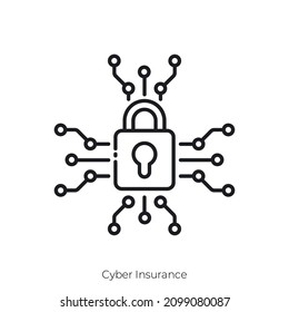 Cyber Insurance icon. Outline style icon design isolated on white background