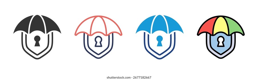 Cyber Insurance Icon Set Multiple Style Collection