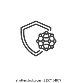 Cyber insurance line icon. linear style sign for mobile concept and web design. Global network protection shield outline vector icon. Symbol, logo illustration. Vector graphics