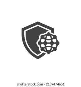 Cyber insurance vector icon. filled flat sign for mobile concept and web design. Global network protection shield glyph icon. Symbol, logo illustration. Vector graphics