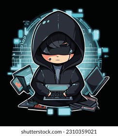 Cyber intelligence hacker navigates the digital world with expertise, uncovering secrets and exploiting vulnerabilities with strategic precision, black hoodie, hacker, cyber security, underground