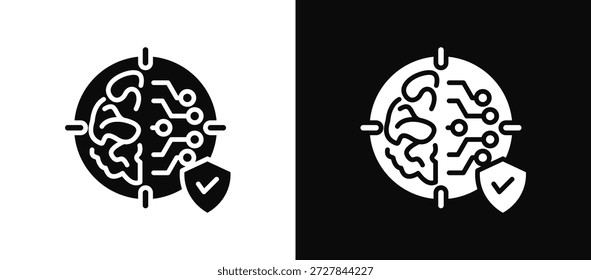 Conjunto de iconos de inteligencia cibernética en blanco y negro