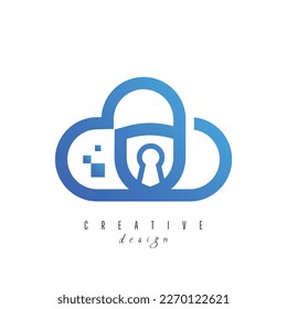 plantilla vectorial de diseño de logotipo de seguridad en línea de internet
