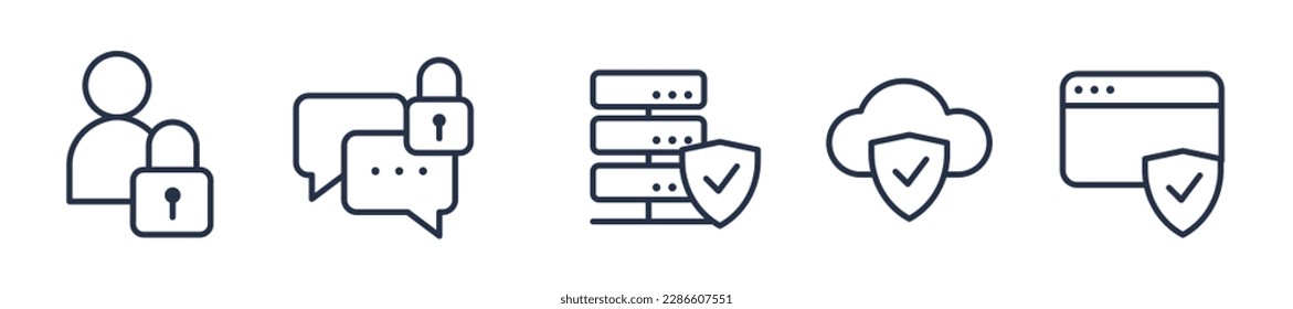 Cyber internet security icons. Vector graphic illustration. For website design, logo, app, template, ui, etc.
