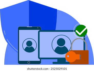 Cyber ​ ​segurança isolada em design de estilo plano. segurança de conta. Ilustração vetorial para blogs, sites, aplicativos móveis, materiais promocionais.