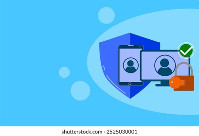 Ciberseguridad ​​aislado en diseño de estilo plano. seguridad de Cuenta. Ilustración vectorial para bloguear, Sitios web, App móviles, Materiales promocionales. parte 1