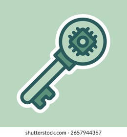 cyber key editable cartoon style sticker vector