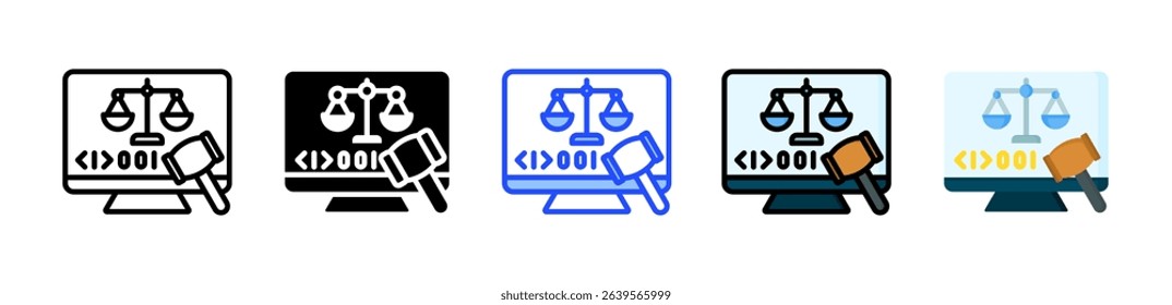 Cyber Law Icon Collection With Multiple Styles
