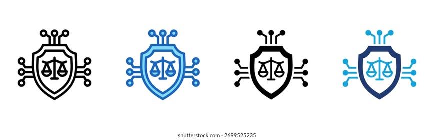 Icono de ley cibernética Multi Style Ilustración vectorial
