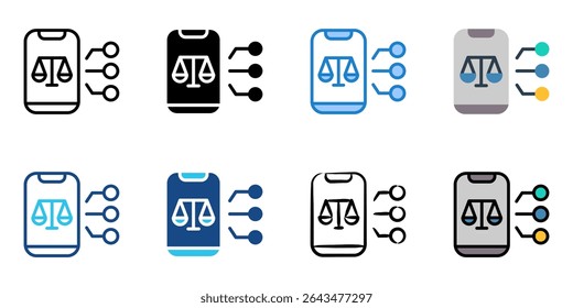 Cyber law ícone definir coleção de estilo múltiplo 

