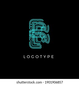 Letra cibernética B para el concepto de logotipo de tecnología digital. Monograma de estilo de circuito de contorno para símbolo de producto de inteligencia artificial, logotipo del sistema robótico y diseño de tipo vector