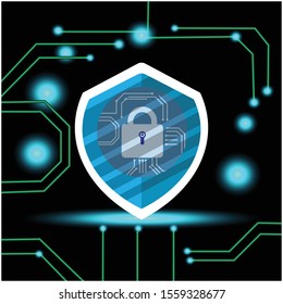 Cyber ​​security with light effects. Design template vector illustration