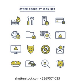 Cyber ​​security line icon set