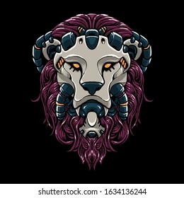 Cyber lion head vector Illustration