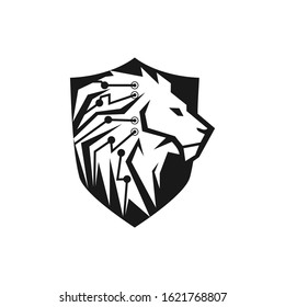 cyber lion security black and white