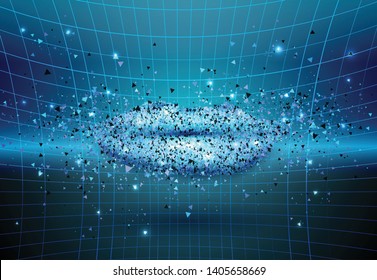 Cyber lips on the inernet background. Futuristic technology illustration.