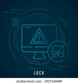 Cyber lock computer design of Security password technology and protection online theme Vector illustration