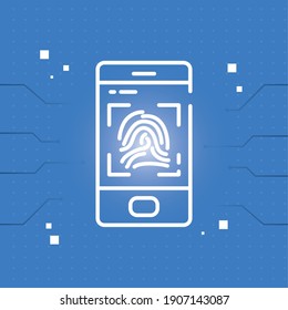 Cyber lock fingerprint in smartphone design of Security password technology and protection online theme Vector illustration