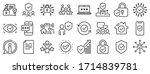 Cyber lock, password, unlock. Security line icons. Guard, shield, home security system icons. Eye access, electronic check, firewall. Internet protection, laptop password. Vector