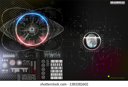 Cyber lock security vector illustration. Concept business vector illustration. Futuristic infographic. Network security, safety, privacy concept. Futuristic technology hud screen.