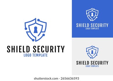 Ilustración de símbolo de Vector de Plantilla de diseño de logotipo de escudo de bloqueo cibernético