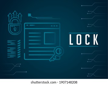 Cyber Lock Website Padlock Key Design Stock Vector (Royalty Free ...