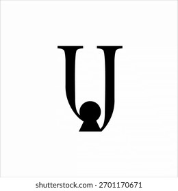 Diseño de logotipo de ​​seguridad cibernética con concepto de letra UJ.