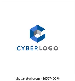 Diseño de ciberlogo. Ilustración vectorial.