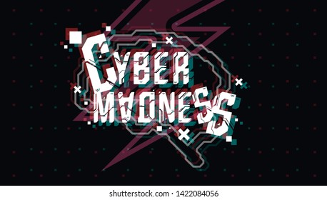 Cyber madness Creative logo. Vector template for web and print.
